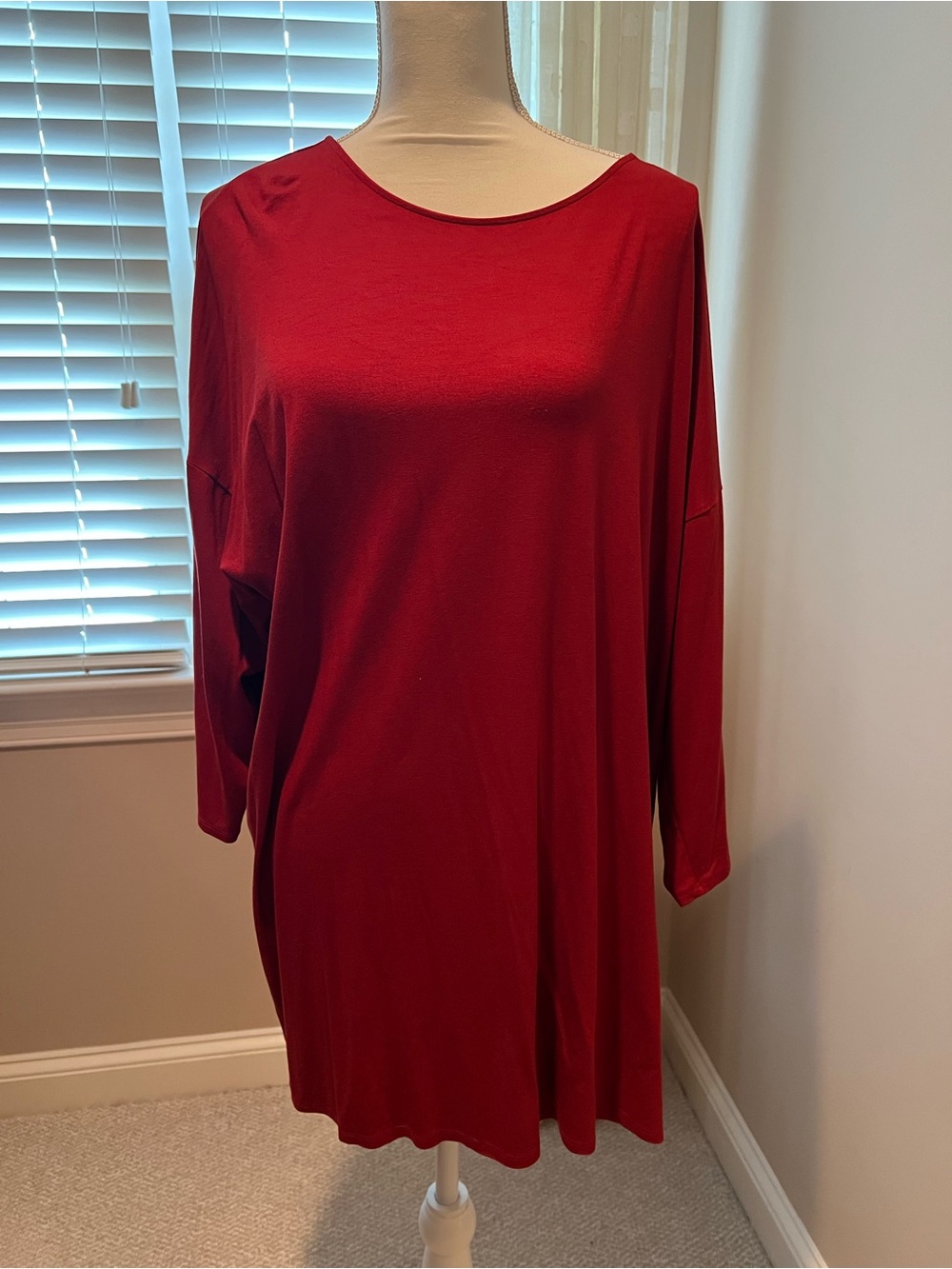 Chico's Crimson 3/4 Length Sleeve Relaxed Tunic Size 3